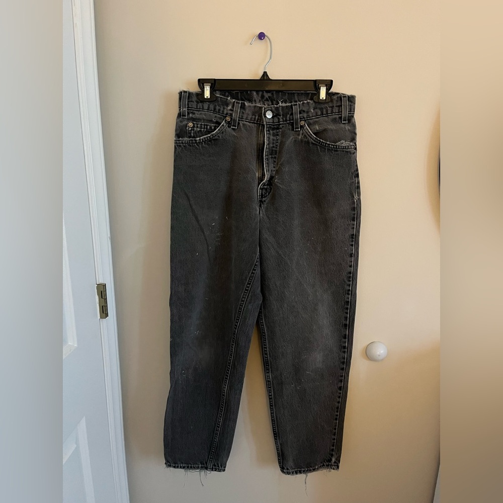 Vintage Levi's Men's Relaxed Fit Gray/Black Jeans